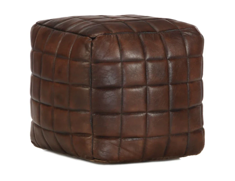 Pouffe Dark Brown 40x40x40 cm Genuine Goat Leather