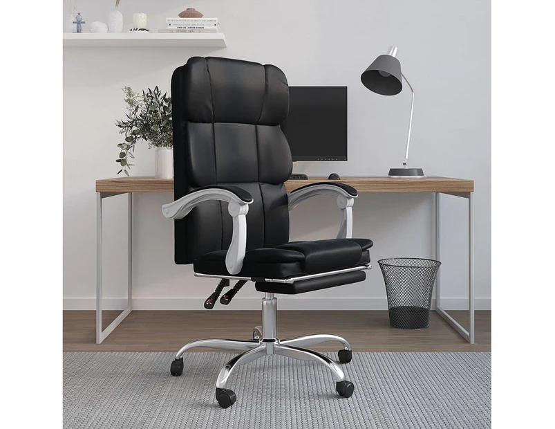 Reclining Office Chair Black Faux Leather