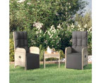 Garden Reclining Chairs 2 pcs with Table Grey Poly Rattan