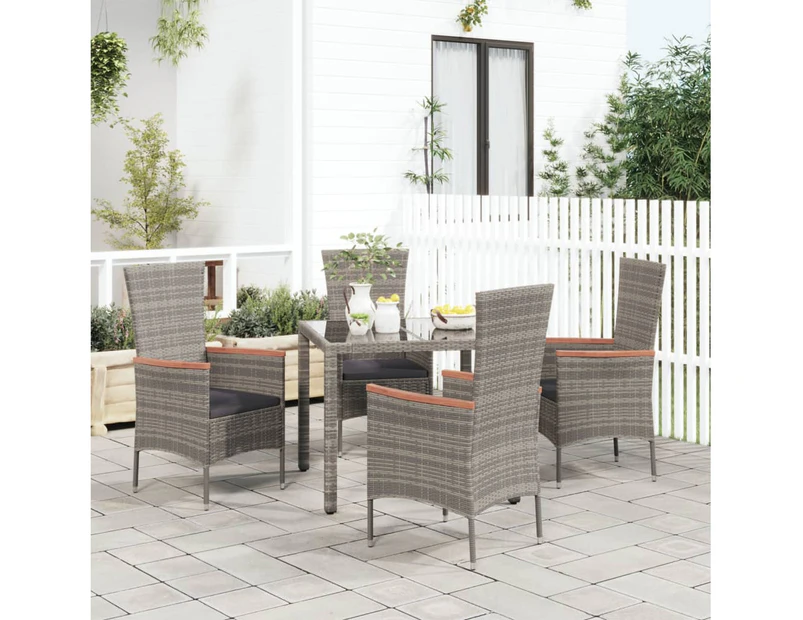 Garden Chairs with Cushions 4 pcs Poly Rattan Grey