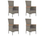 Garden Chairs with Cushions 4 pcs Poly Rattan Grey