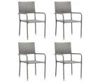 Garden Dining Chairs 4 pcs Stackable Grey Poly Rattan