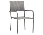 Garden Dining Chairs 4 pcs Stackable Grey Poly Rattan