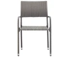 Garden Dining Chairs 4 pcs Stackable Grey Poly Rattan