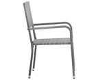 Garden Dining Chairs 4 pcs Stackable Grey Poly Rattan