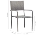 Garden Dining Chairs 4 pcs Stackable Grey Poly Rattan