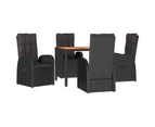 7 Piece Garden Dining Set with Cushions Black Poly Rattan