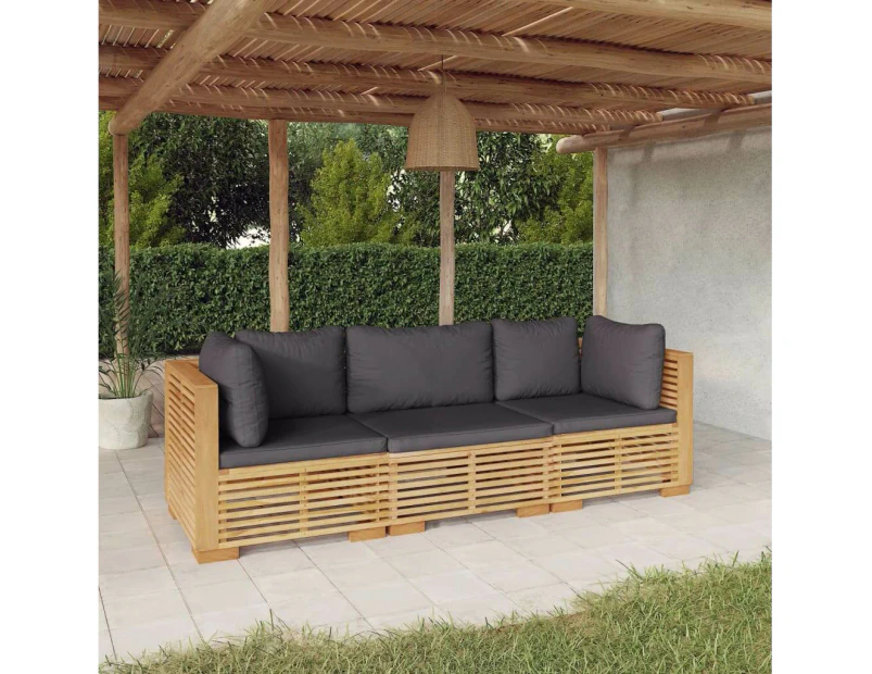 3 Piece Garden Lounge Set with Cushions Solid Wood Teak