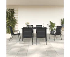 7 Piece Garden Dining Set Black Steel and Textilene