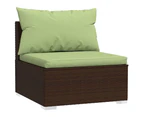 5 Piece Garden Lounge Set with Cushions Poly Rattan Brown