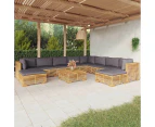 11 Piece Garden Lounge Set with Cushions Solid Teak Wood