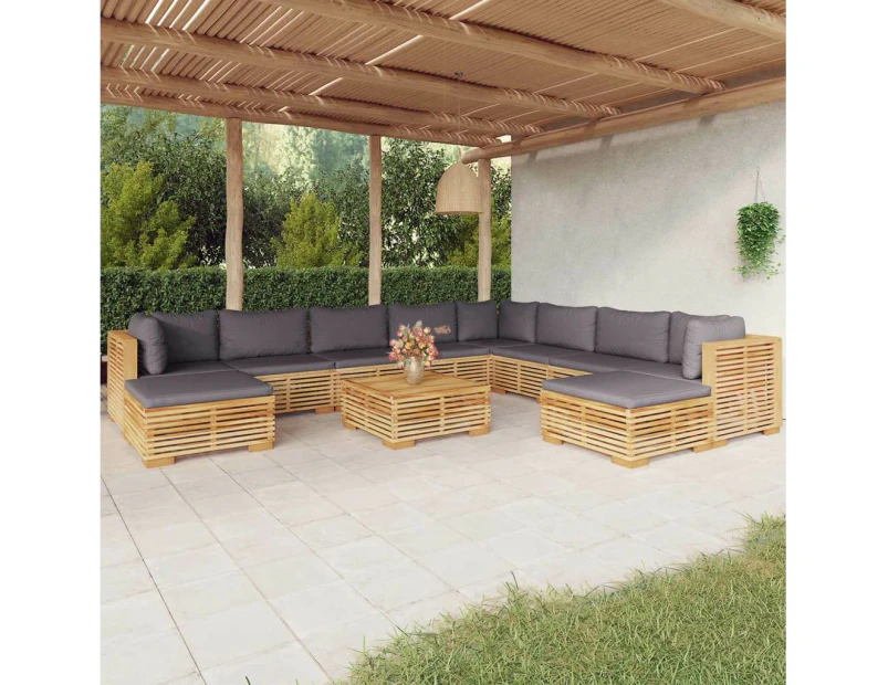 11 Piece Garden Lounge Set with Cushions Solid Teak Wood