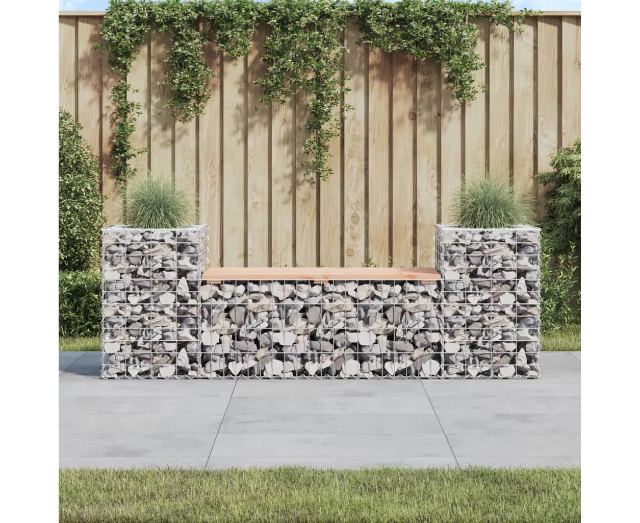 Garden Bench Gabion Design 183x41x60.5 cm Solid Wood Douglas