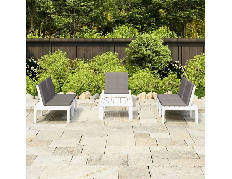 4 Piece Garden Lounge Set with Cushions Plastic White