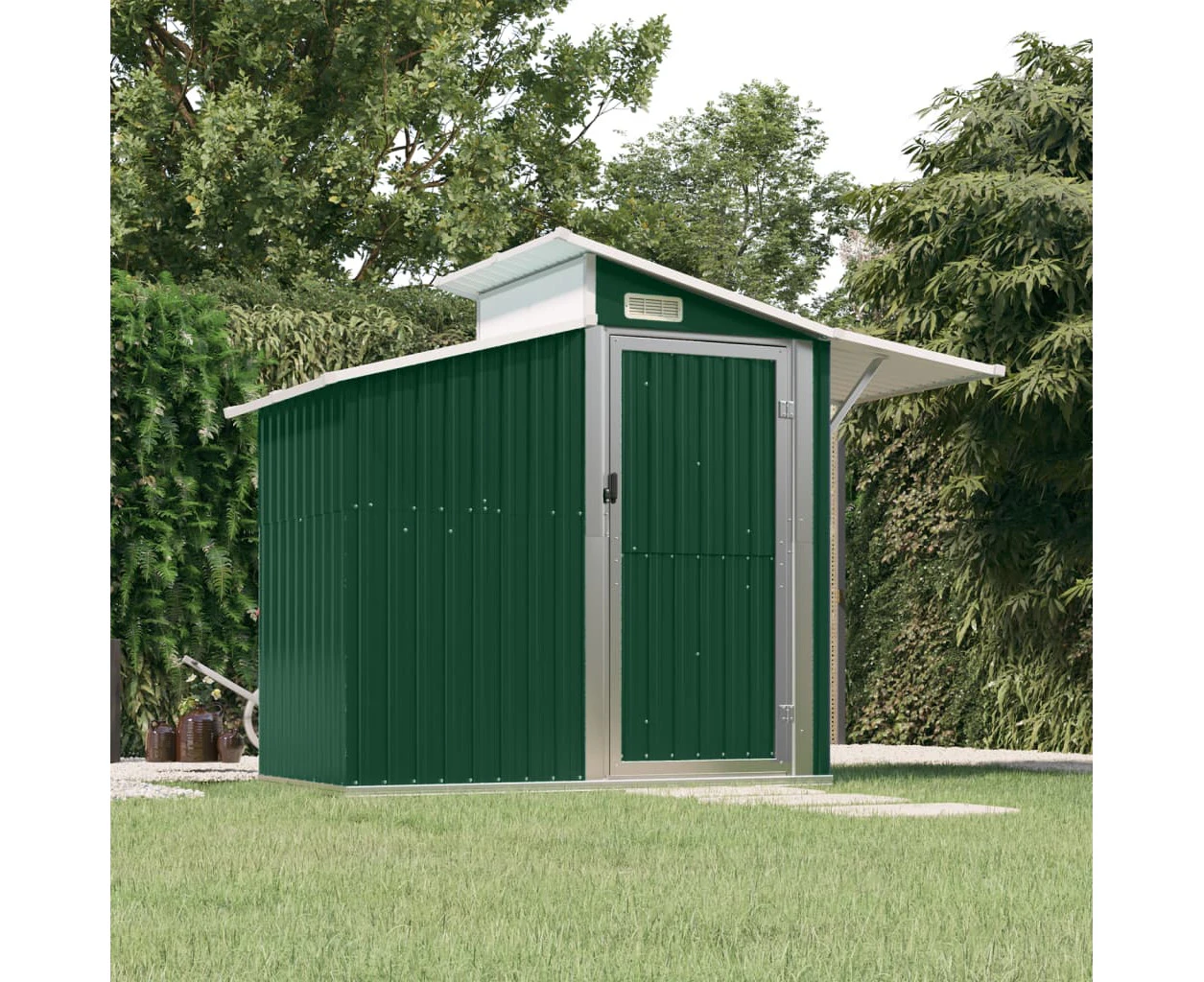 Garden Shed Green 270x130x208.5 cm Galvanised Steel