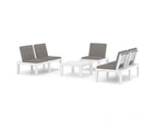 4 Piece Garden Lounge Set with Cushions Plastic White