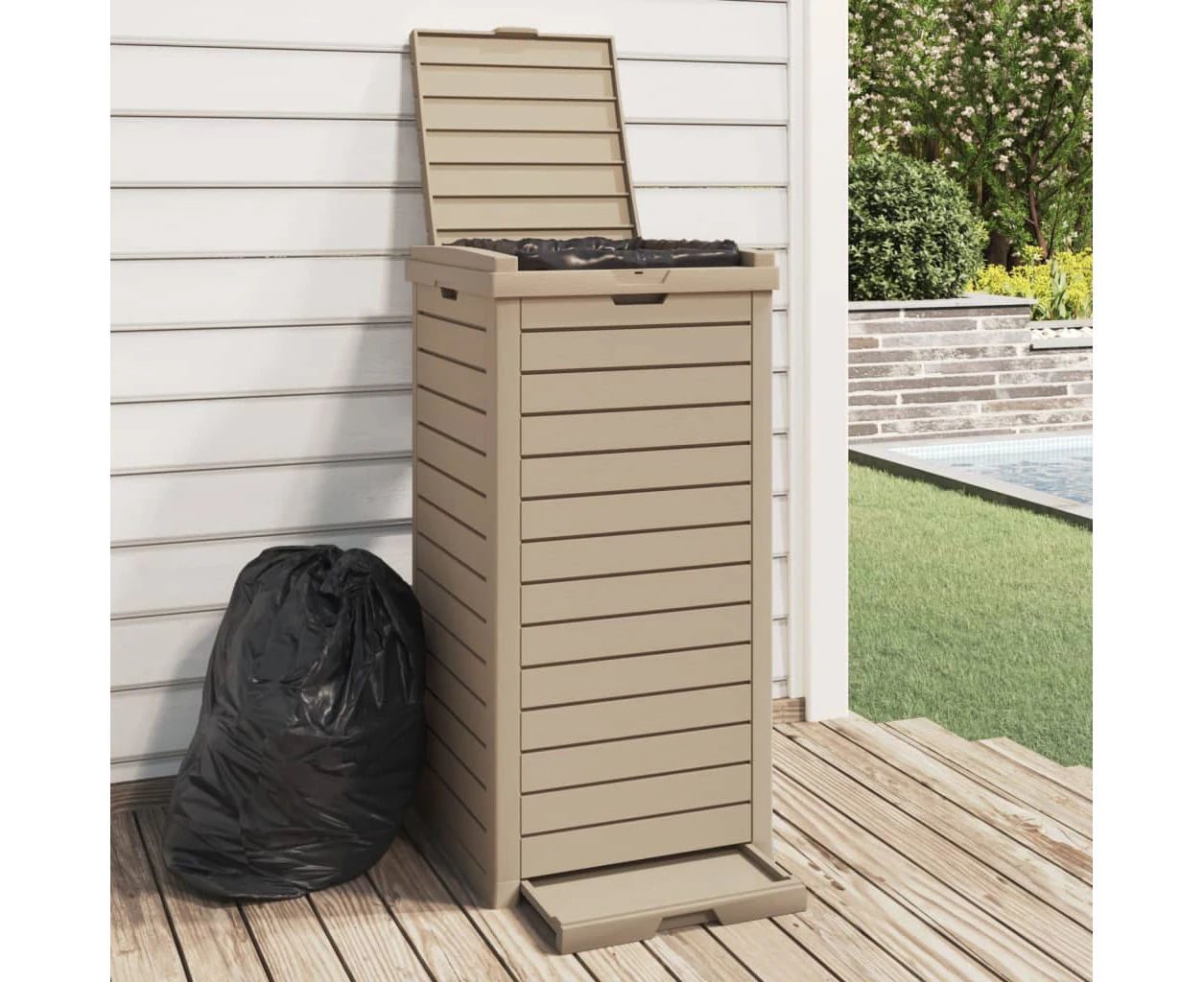 Outdoor Garbage Bin Light Brown 41x41x86 cm Polypropylene