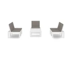 4 Piece Garden Lounge Set with Cushions Plastic White