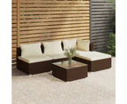 5 Piece Garden Lounge Set with Cushions Poly Rattan Brown