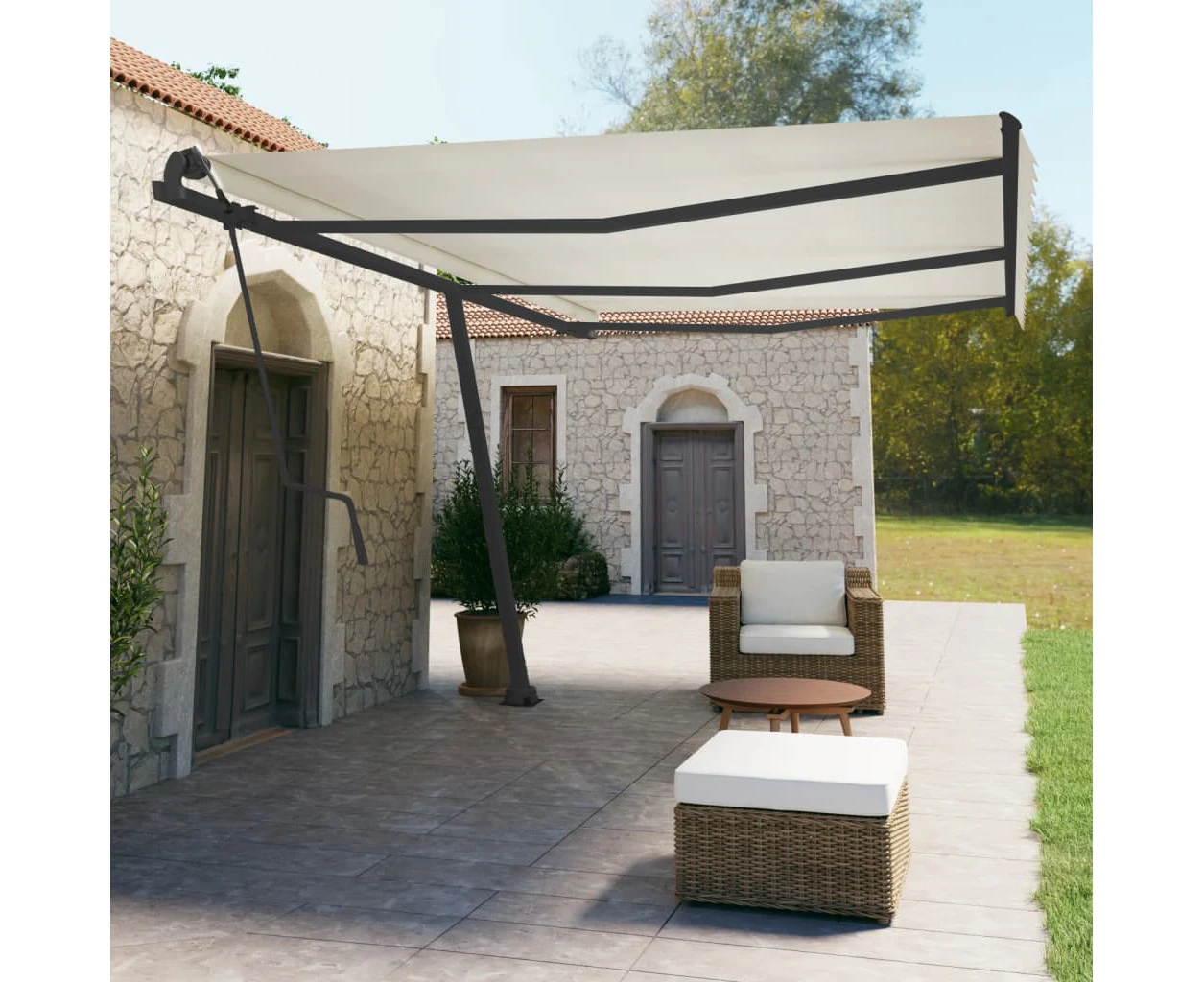 Awning Post Set Anthracite 600x245 cm Iron