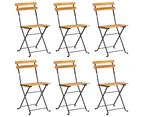 Folding Garden Chairs 6 Pcs Steel And Solid Wood Acacia - White, 8