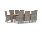 vidaXL 9 Piece Garden Dining Set with Cushions Grey Poly Rattan