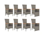 vidaXL 9 Piece Garden Dining Set with Cushions Grey Poly Rattan