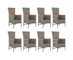 vidaXL 9 Piece Garden Dining Set with Cushions Grey Poly Rattan