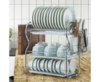 3 Tier Kitchen Dish Rack Stainless Steel Cup Drying Drainer Tray Cutlery Holder