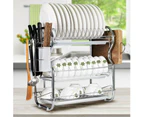 3 Tier Kitchen Dish Rack Stainless Steel Cup Drying Drainer Tray Cutlery Holder