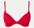 Tommy Hilfiger Women's Micro T-Shirt Bra w/ Wide Logo Mesh Band - Tango Red