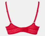 Tommy Hilfiger Women's Micro T-Shirt Bra w/ Wide Logo Mesh Band - Tango Red