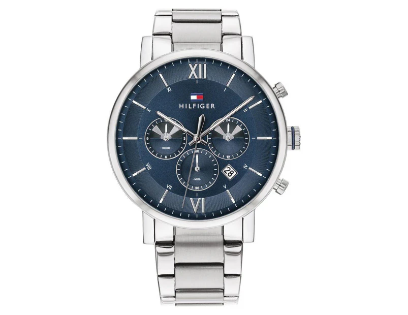 Tommy Hilfiger Men's 44mm Evan Stainless Steel Watch - Silver/Blue