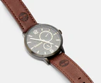 Timberland Men's 44mm Classic Leather Watch - Black/Dark Brown