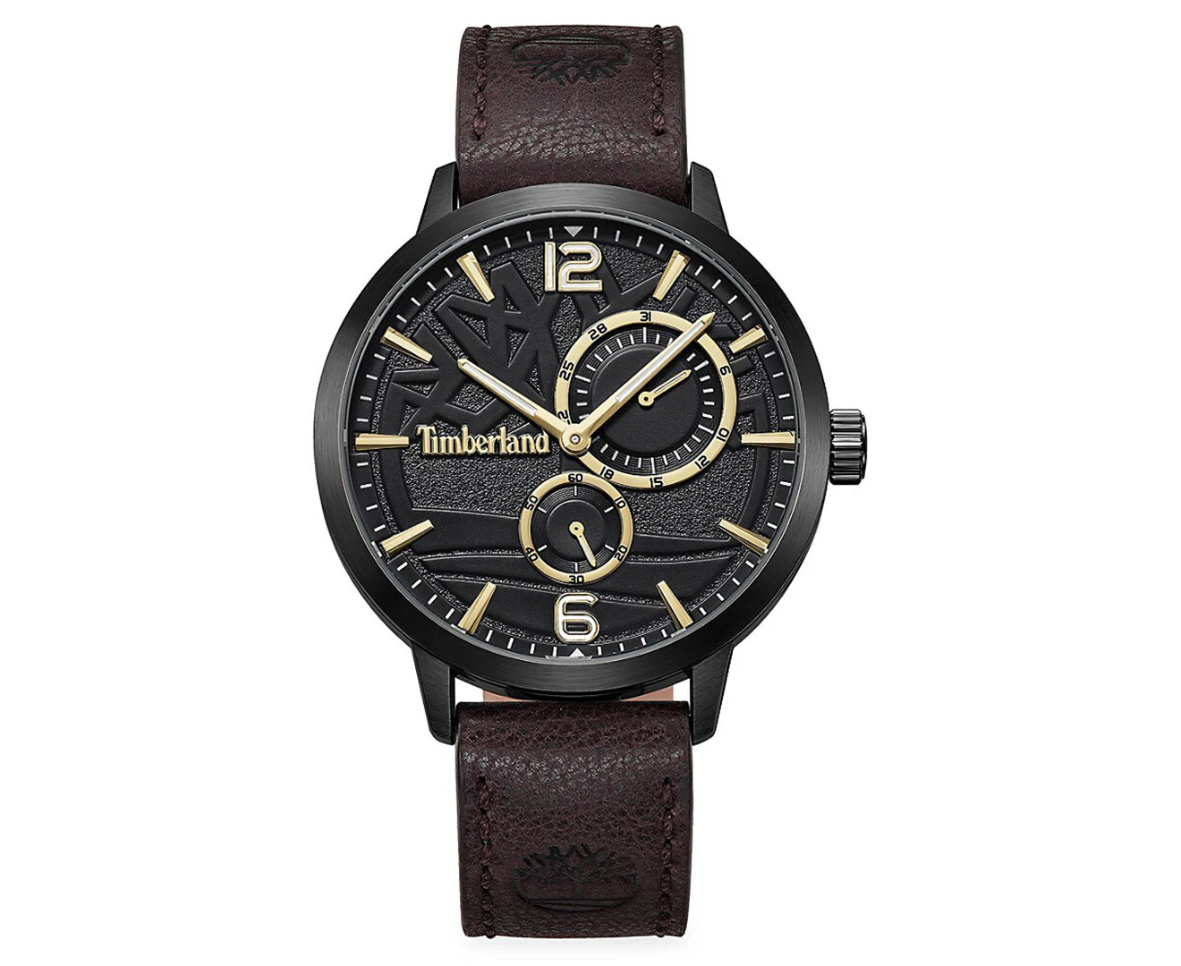 Timberland Men's 44mm Classic Leather Watch - Black/Dark Brown