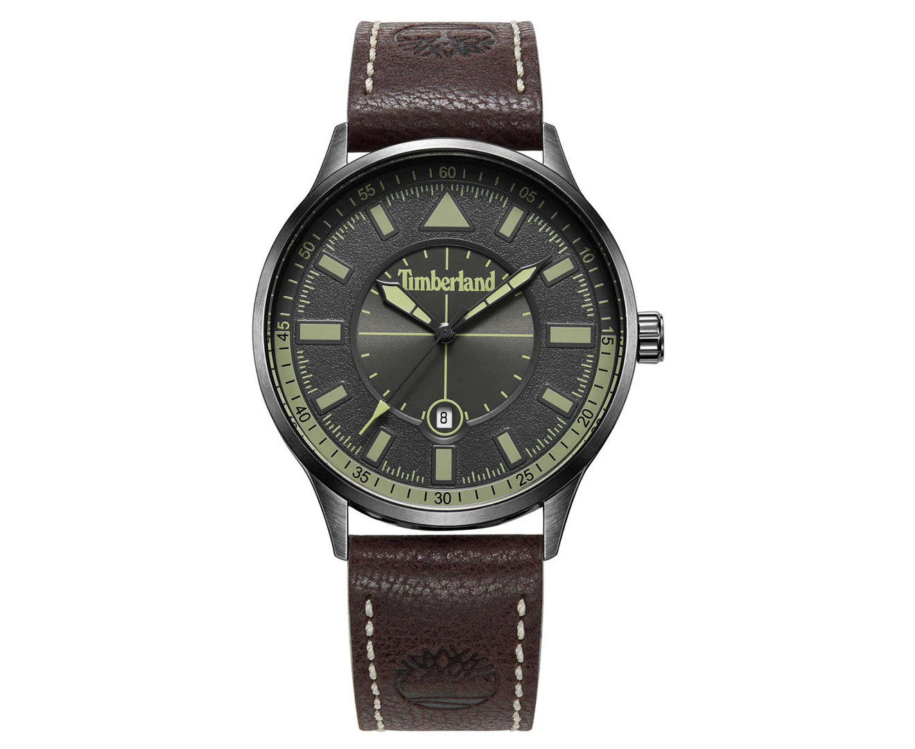 Timberland Men's 44mm Dress Sport Leather Watch - Black/Dark Brown