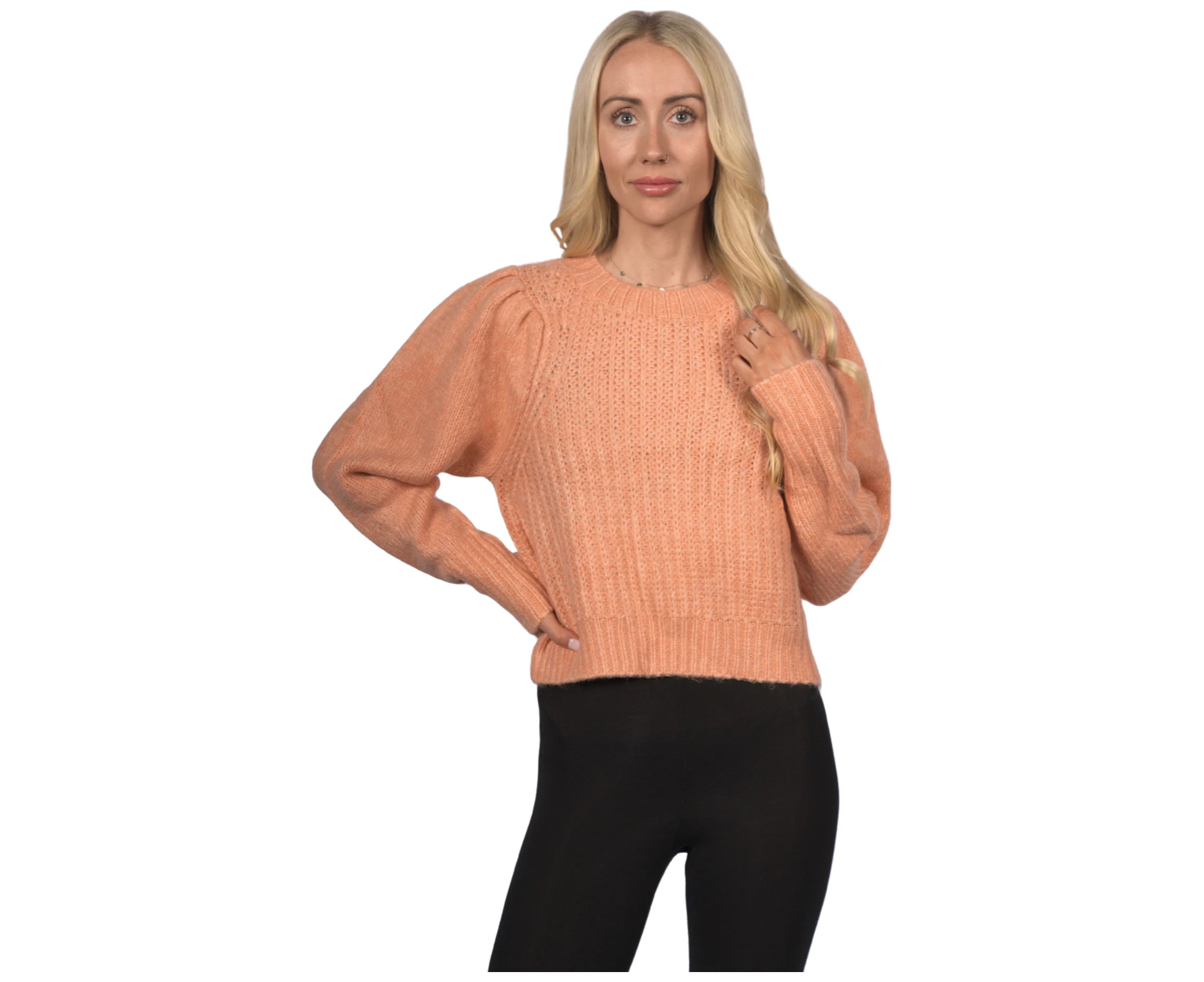 Topshop Women's Pleat Sleeve Crop Pullover - Orange