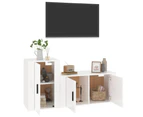 2 Piece TV Cabinet Set High Gloss White Engineered Wood