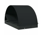 2-Person Sunbed with Round Roof Black 211x112x140 cm Poly Rattan