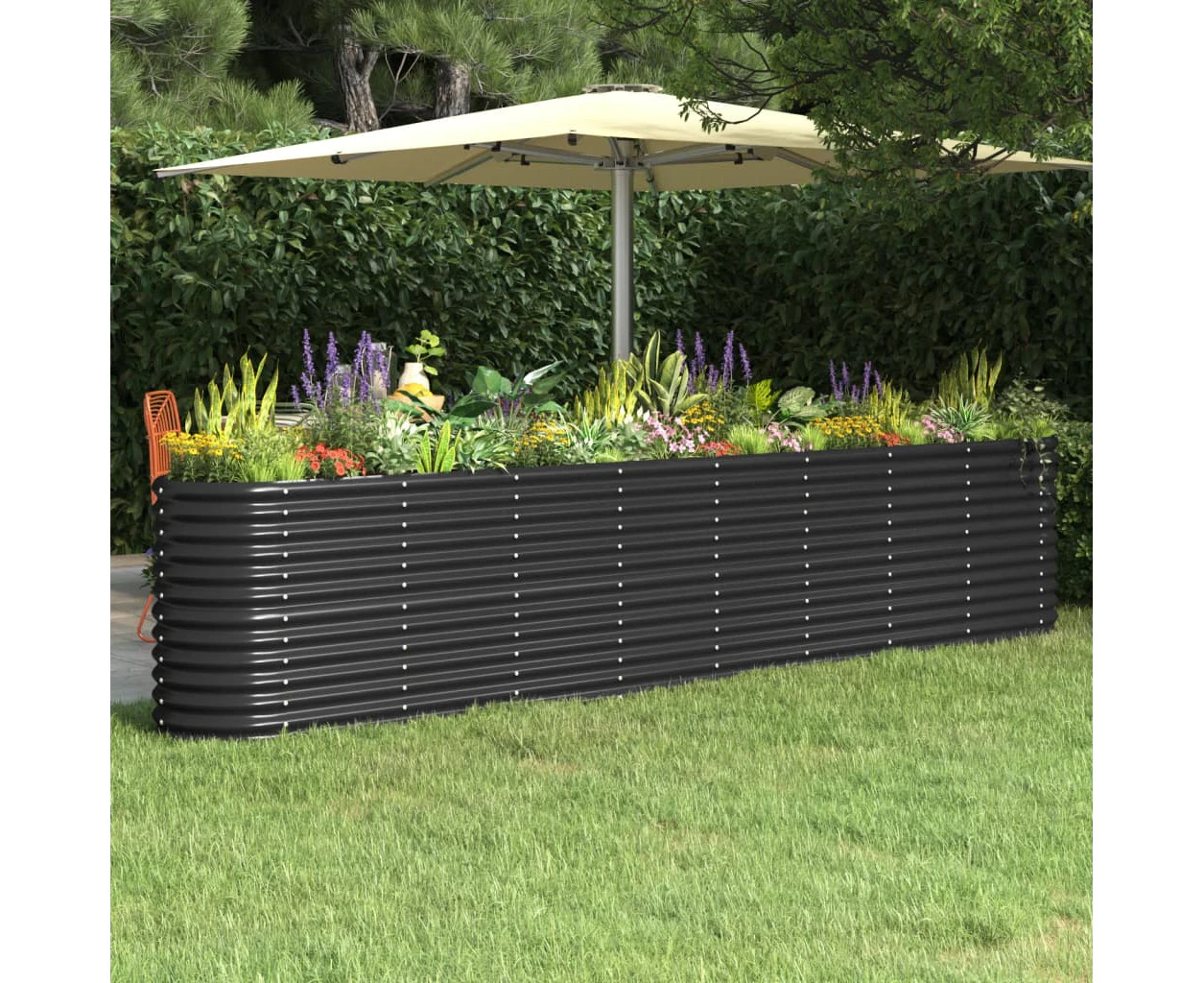 Garden Raised Bed Powder-Coated Steel 332x40x68 cm Anthracite