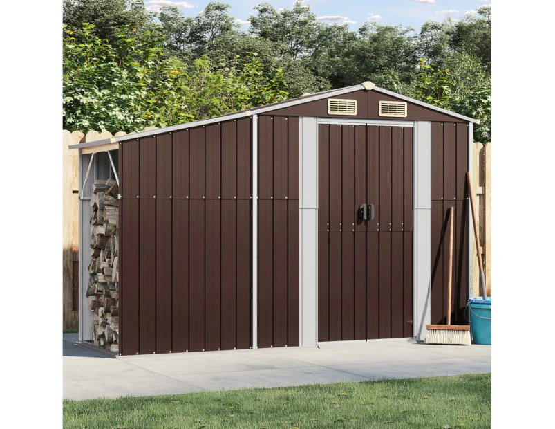 Garden Shed Brown 277x93x179 cm Galvanised Steel