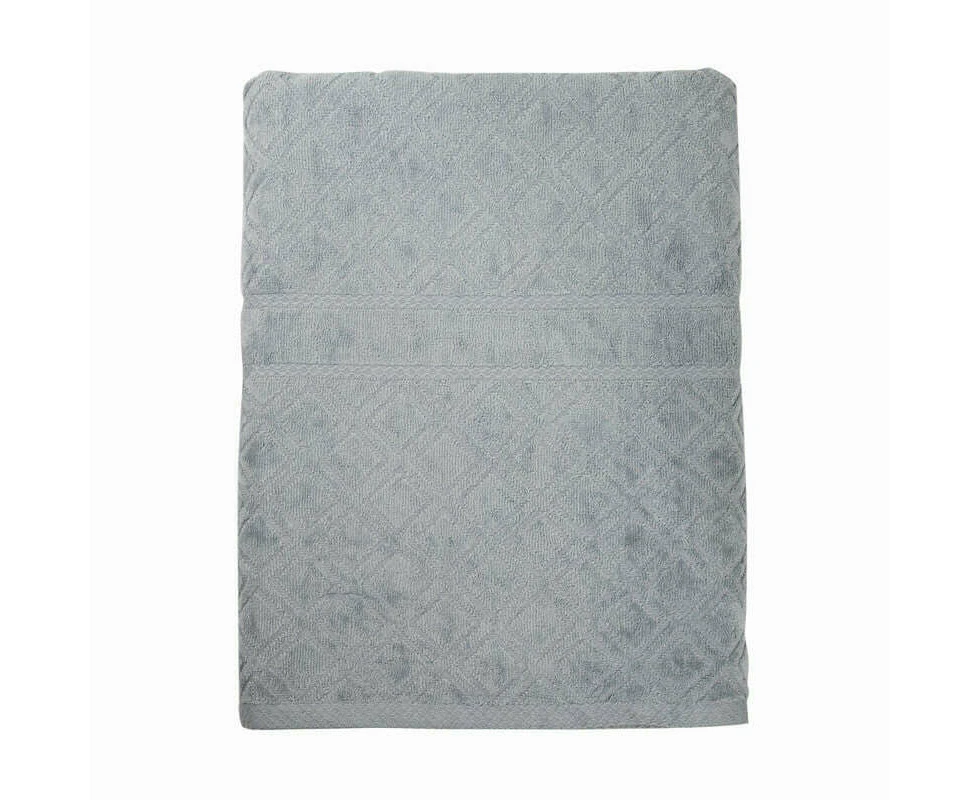 Premium Velour Diamond Design Jacquard Bath Towel (Grey)