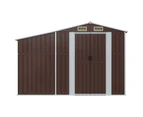 Garden Shed Brown 277x93x179 cm Galvanised Steel