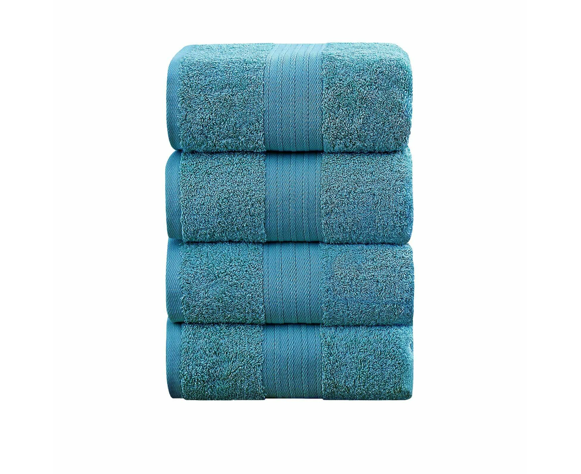 Linenland 4 Piece Cotton Bath Towels Set - Blue