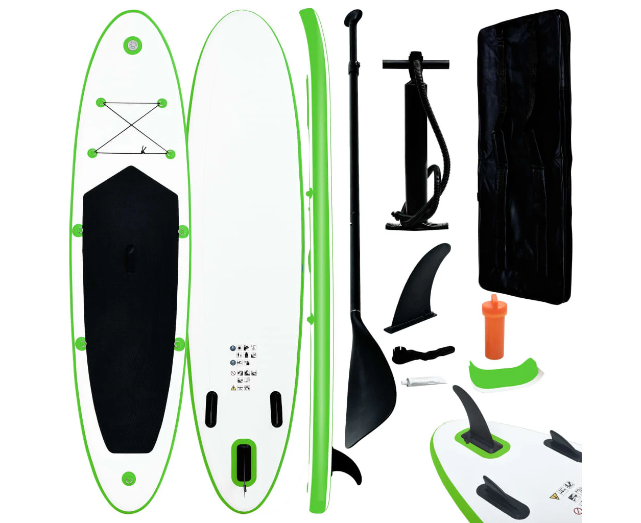 Inflatable Stand Up Paddleboard Set Green and White