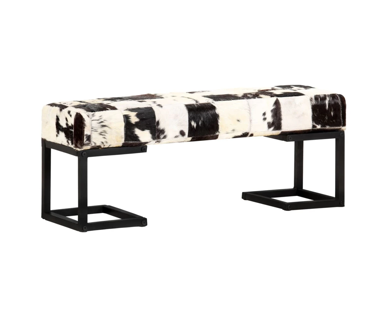 Bench 110 cm Black Patchwork Genuine Goat Leather