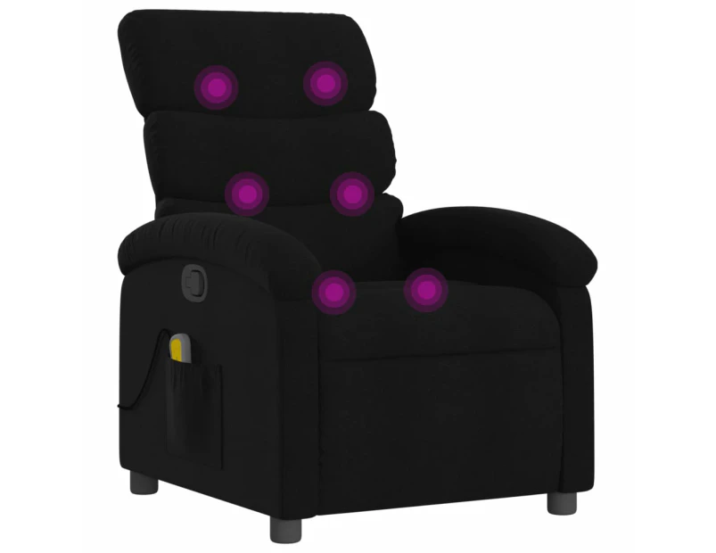 vidaXL Massage Recliner Chair Black Fabric