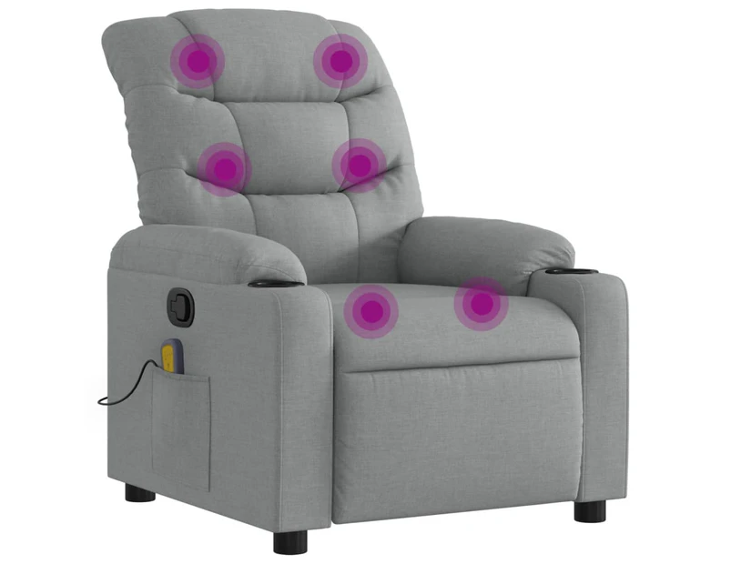 vidaXL Massage Recliner Chair Light Grey Fabric