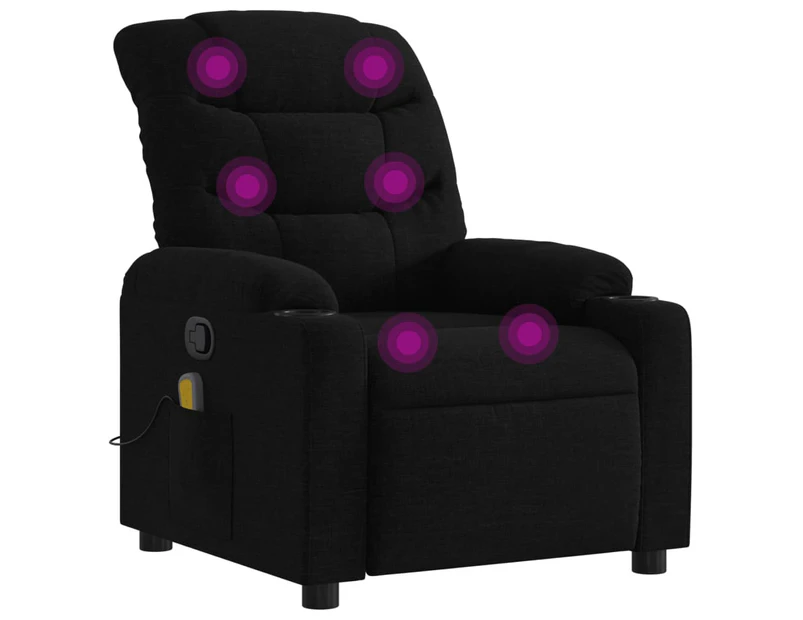 vidaXL Massage Recliner Chair Black Fabric