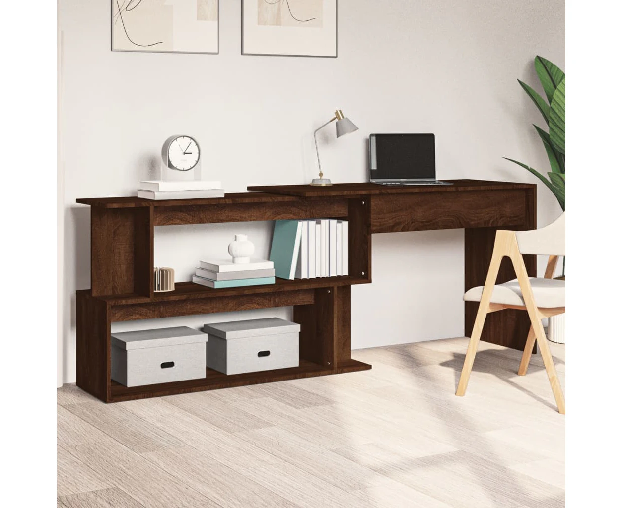 Corner Desk Brown Oak 200x50x76 cm Engineered Wood